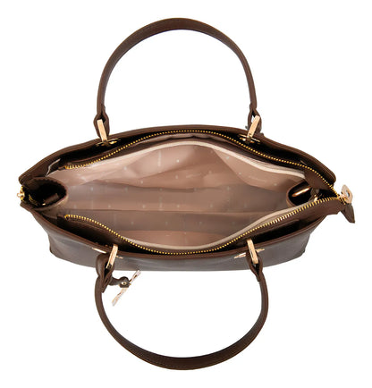 Cartera Mujer Dos Asas Laia Mediana Café Oscuro