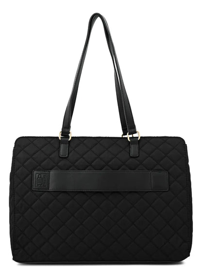 Cartera Mujer Dos Asas Porta Notebook Grande Bugi Negro