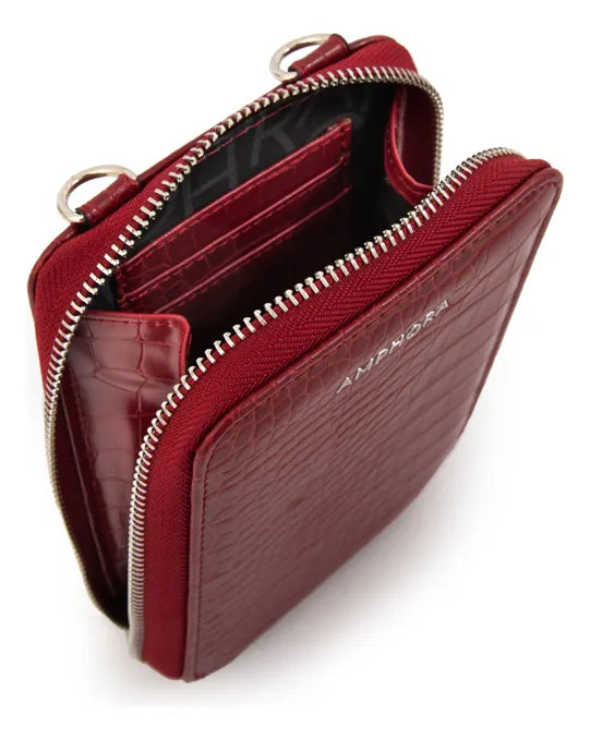 Cartera Mujer Bandolera Porta Celular Boga Pequeña Rojo