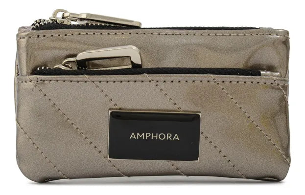 Monedero Mujer Doble Cierre Dean Pequeña Plateado Oscuro