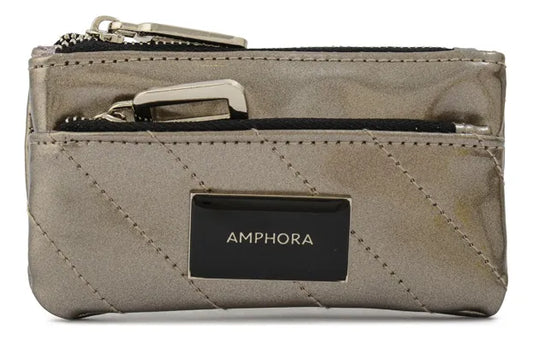 Monedero Mujer Doble Cierre Dean Pequeña Plateado Oscuro