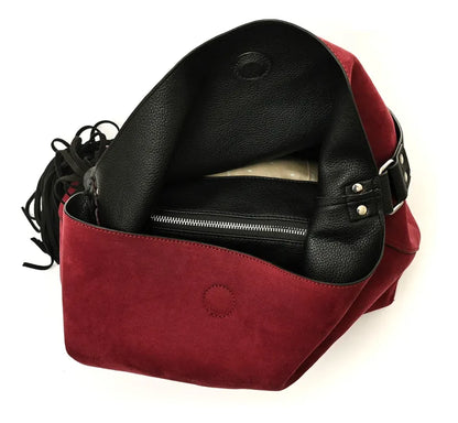 Cartera Mujer Corte Recto Reversible Grande Raven Burdeo