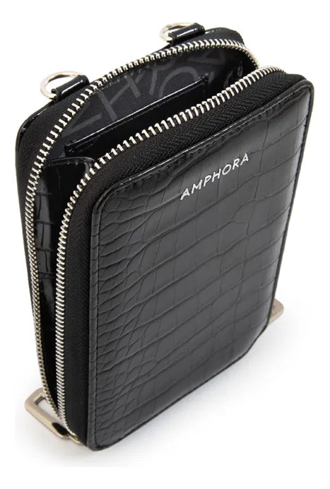 Cartera Mujer Bandolera Porta Celular Boga Pequeña Negro