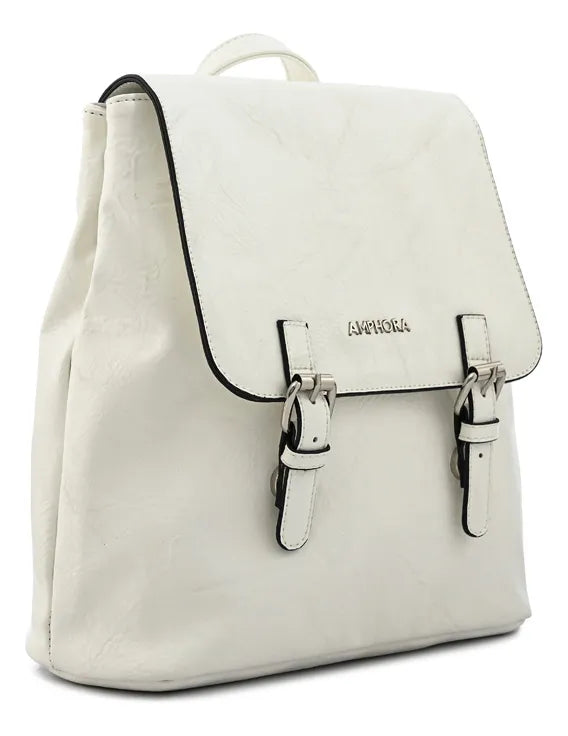 Mochila Mujer Con Tapa Aimar Blanco