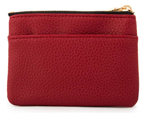 Monedero Mujer Con Bolsillo Frontal Pequeña Naty Rojo Oscuro