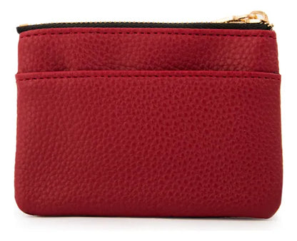 Monedero Mujer Con Bolsillo Frontal Pequeña Naty Rojo Oscuro