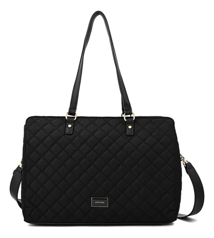 Cartera Mujer Dos Asas Porta Notebook Grande Bugi Negro