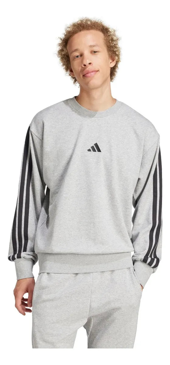 Polerón Hombre Training 3 Líneas Gris