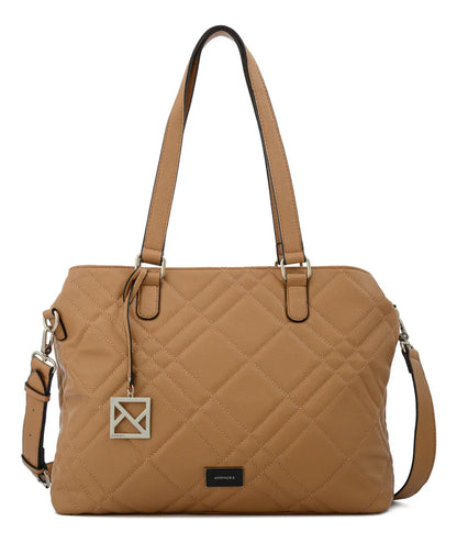 Cartera Mujer Dos Asas Porta Notebook Anisa Grande Camel