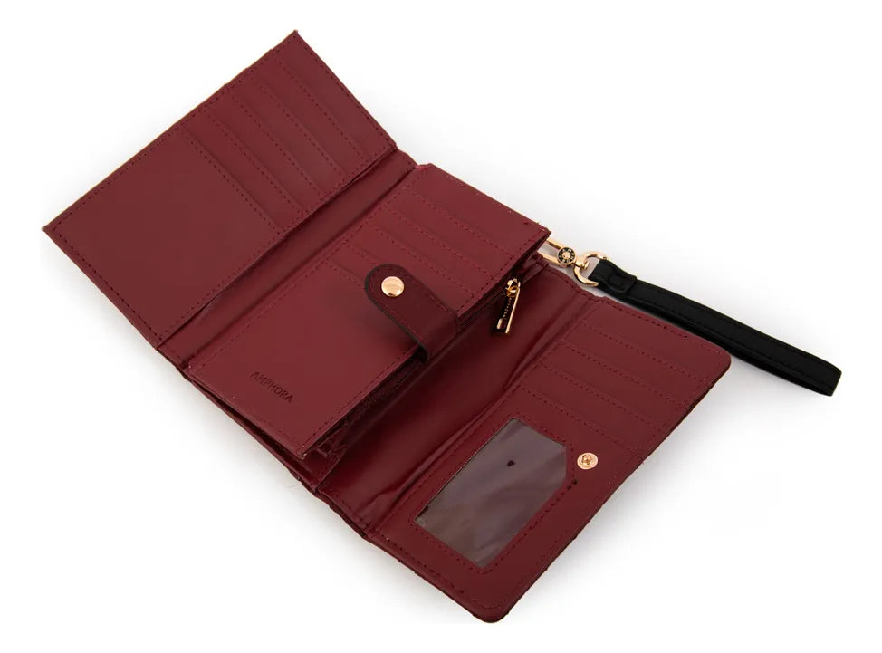 Billetera Mujer Mediana Gambia Rojo Oscuro