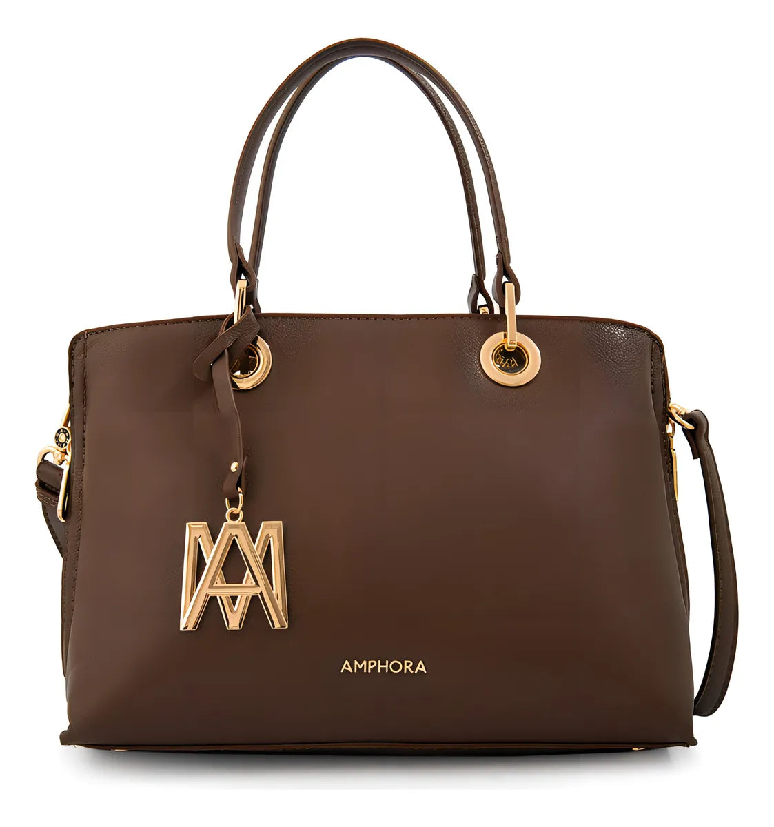 Cartera Mujer Dos Asas Laia Mediana Café Oscuro