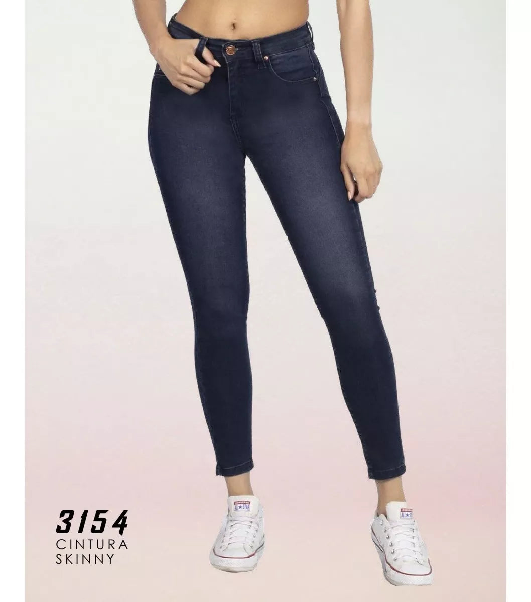 Jeans Mujer 3154 Tiro Alto Pardo Azul