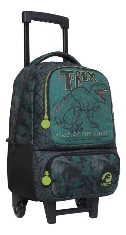 Mochila Niño Pack Bakan Escolar T-rex Verde