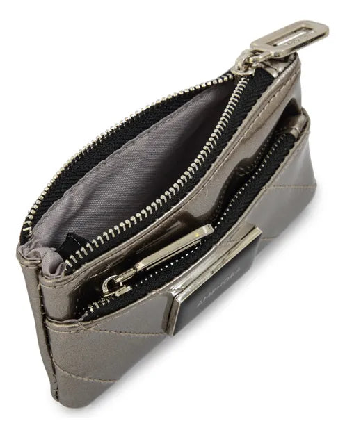 Monedero Mujer Doble Cierre Dean Pequeña Plateado Oscuro