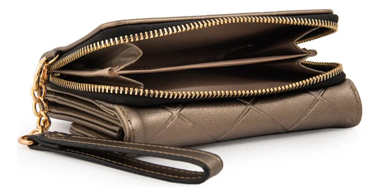 Billetera Mujer Mediana Suiza Plateado Oscuro