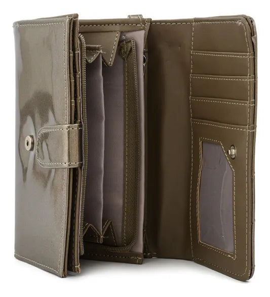 Billetera Mujer Acordeon Dean Mediana Plateado Oscuro