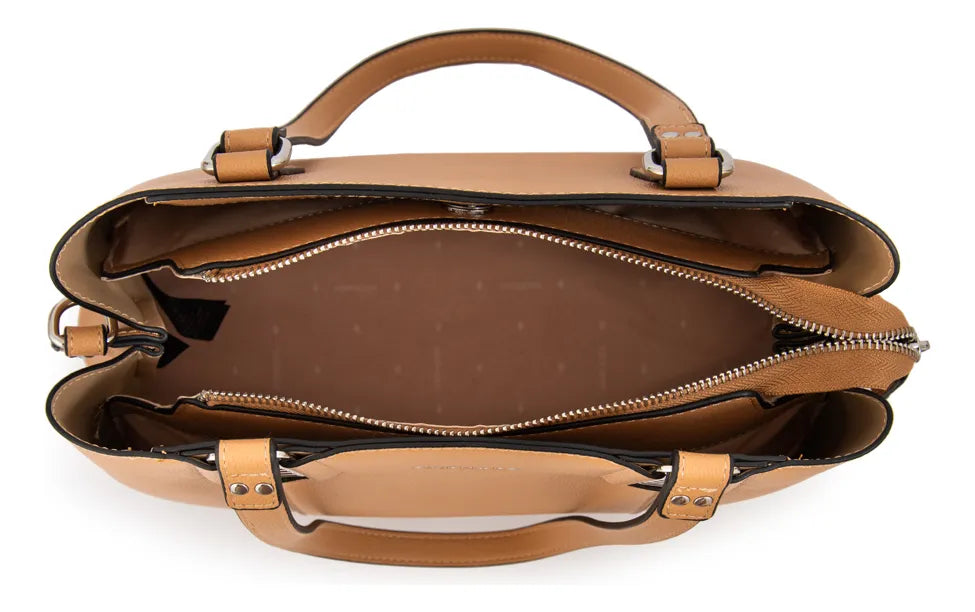 Cartera Mujer Dos Asas Tonina Mediana Beige Oscuro