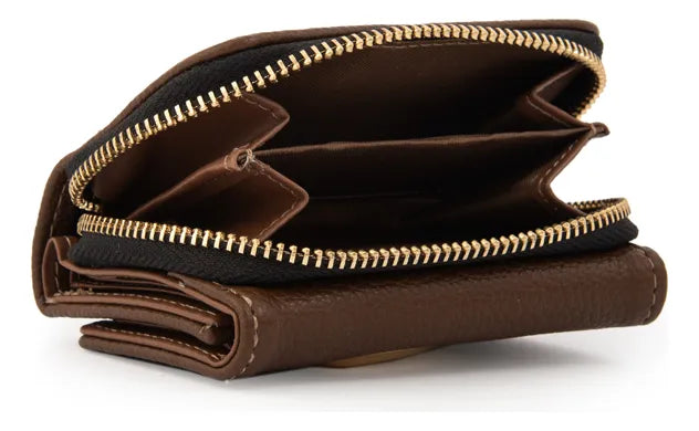 Billetera Mujer Pequeña Lizet Café Oscuro