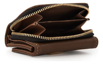 Billetera Mujer Pequeña Lizet Café Oscuro