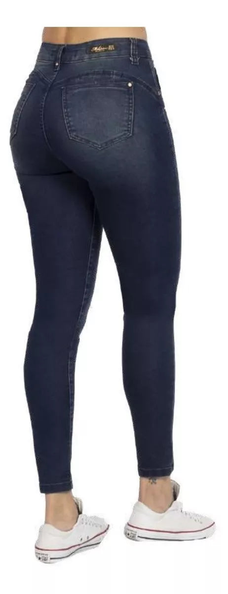 Jeans Mujer 3154 Tiro Alto Pardo Azul