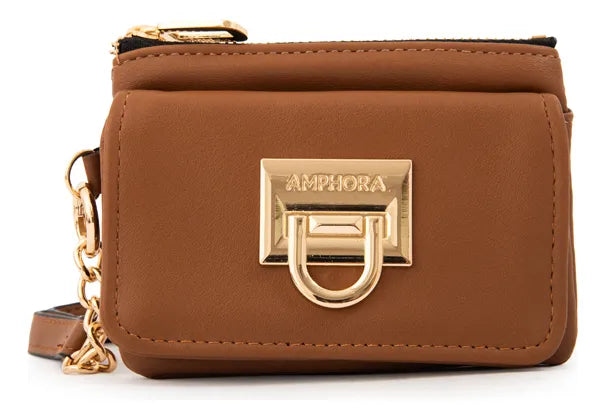 Monedero Mujer Con Bolsillo Frontal Pequeña Grecia Café