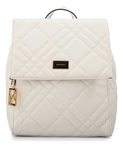 Mochila Mujer Con Tapa Anisa Mediana Blanco