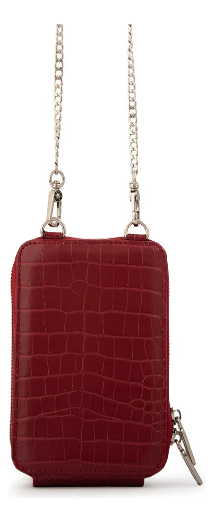 Cartera Mujer Bandolera Porta Celular Boga Pequeña Rojo