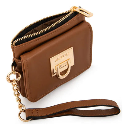 Monedero Mujer Con Bolsillo Frontal Pequeña Grecia Café