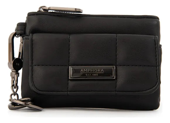 Monedero Mujer Con Bolsillo Frontal Pequeña Vania Negro