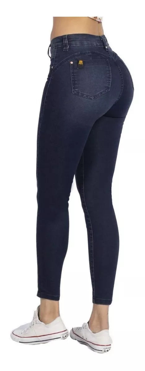 Jeans Mujer 3154 Tiro Alto Pardo Azul