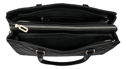 Cartera Mujer Dos Asas Porta Notebook Grande Bugi Negro