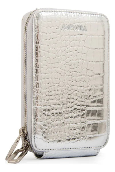 Cartera Mujer Bandolera Porta Celular Boga Pequeña Plateado
