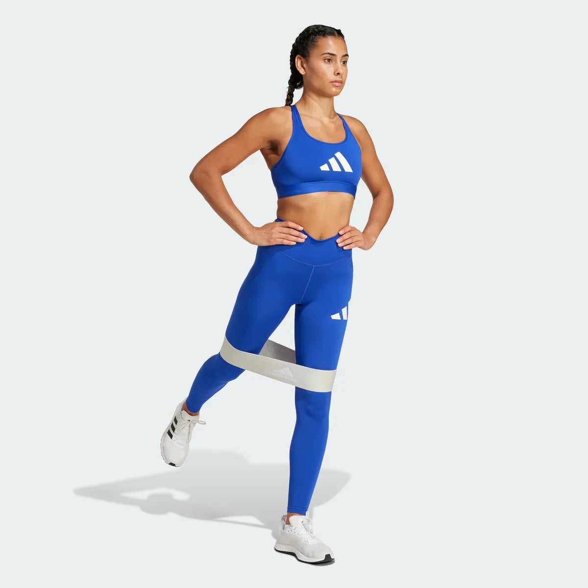 Calzas Mujer Largas Train Essentials Logo Grande Tiro Alto Azul