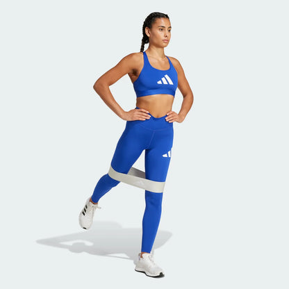 Calzas Mujer Largas Train Essentials Logo Grande Tiro Alto Azul