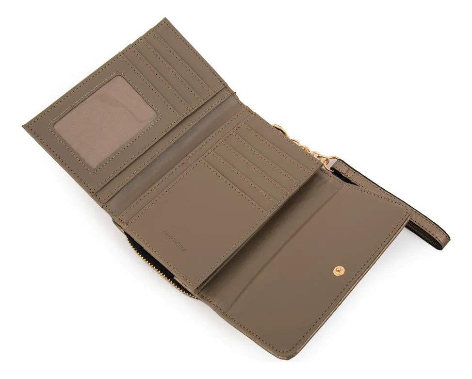 Billetera Mujer Mediana Suiza Plateado Oscuro