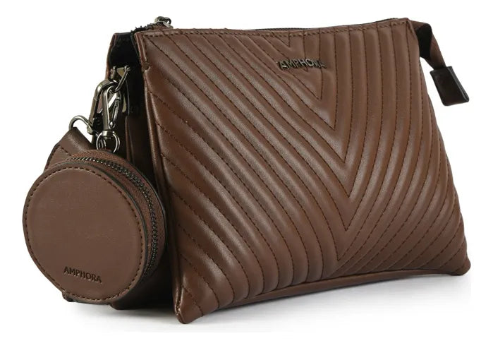 Cartera Mujer Bandolera Pequeña Pariz Café Oscuro