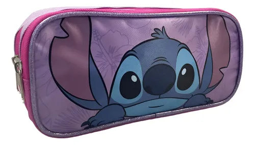 Estuche Escolar Doble Cierre Intek Stitch Violeta