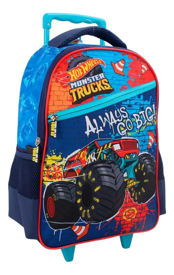 Mochila Hot Wheels Set Lonchera+Estuche Niño Azul
