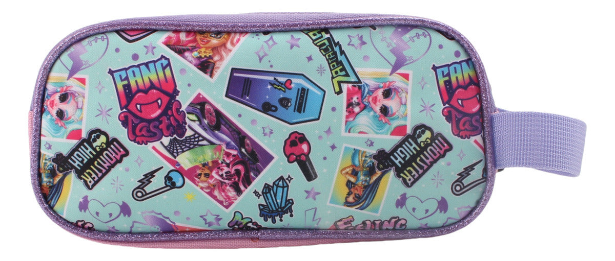 Mochila Moster High Set Lonchera + Estuche Niña Violeta
