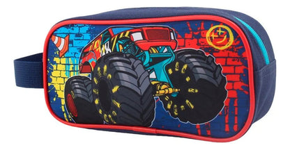 Mochila Hot Wheels Set Lonchera+Estuche Niño Azul