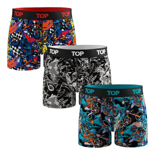 Tripack Bóxer Medio Hombre  Algodón Grafiti