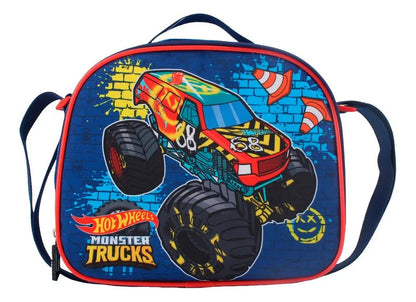 Mochila Hot Wheels Set Lonchera+Estuche Niño Azul