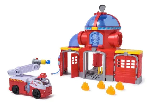 Estacion De Bomberos Con Marshall Y Carro Rojo