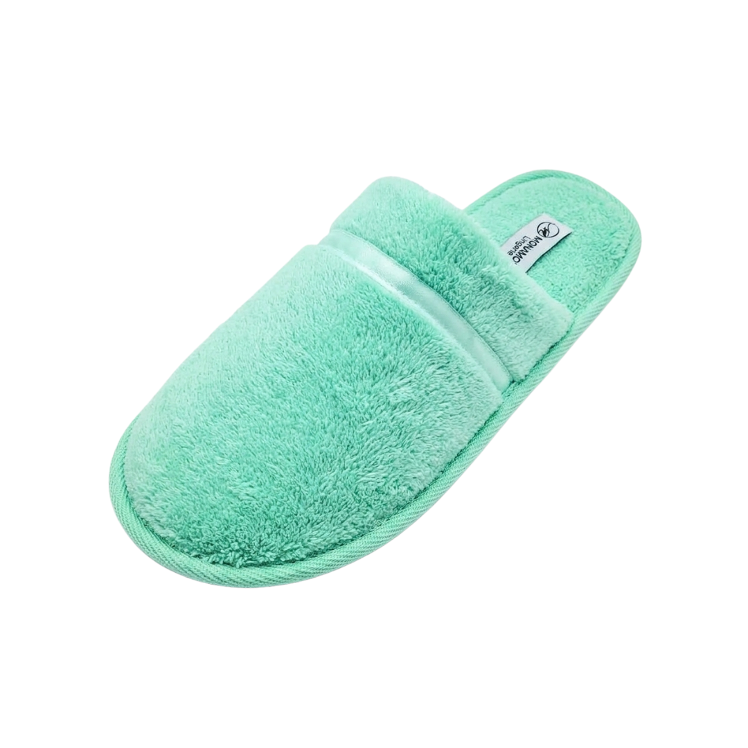 Pantufla Mujer Coralfleece lisa con Cinta 0355 Acqua