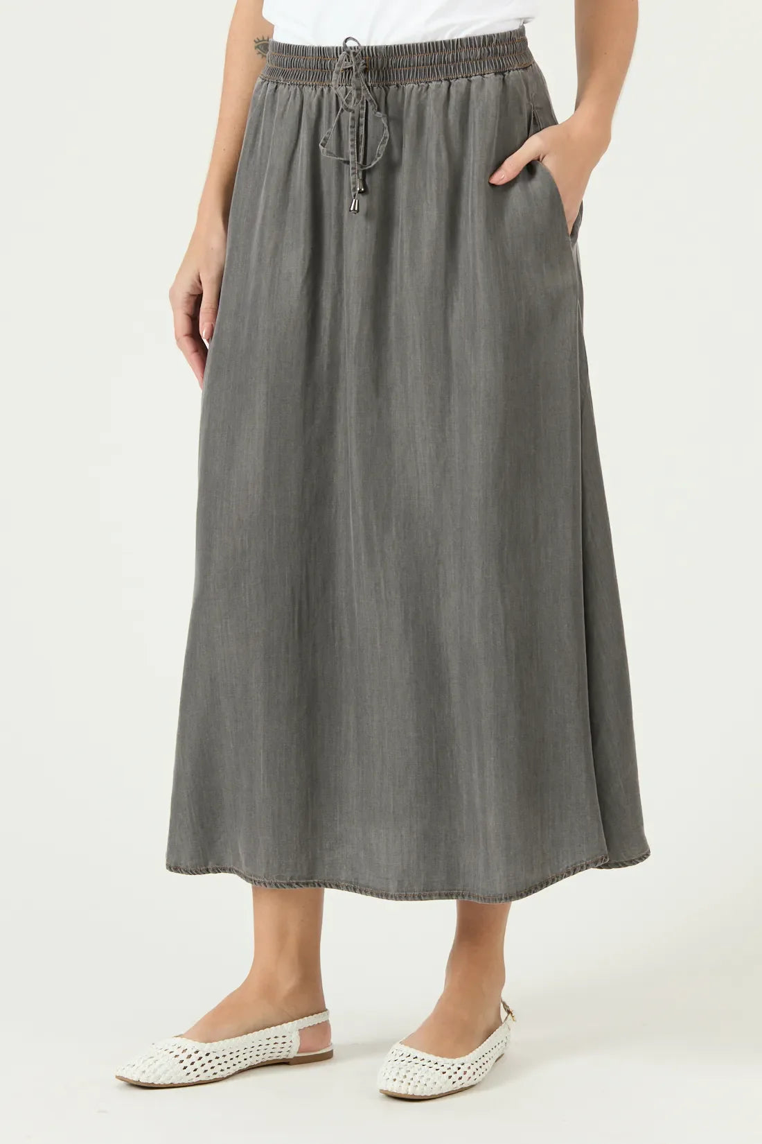 Falda Mujer de lyocell Gris