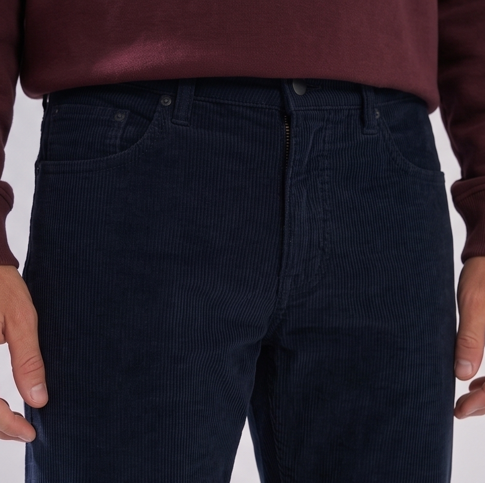 Jeans Hombre Straight Cotelé Azul