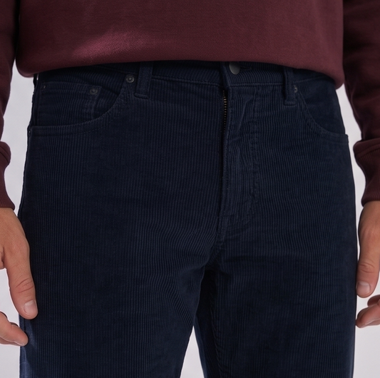 Jeans Hombre Straight Cotelé Azul
