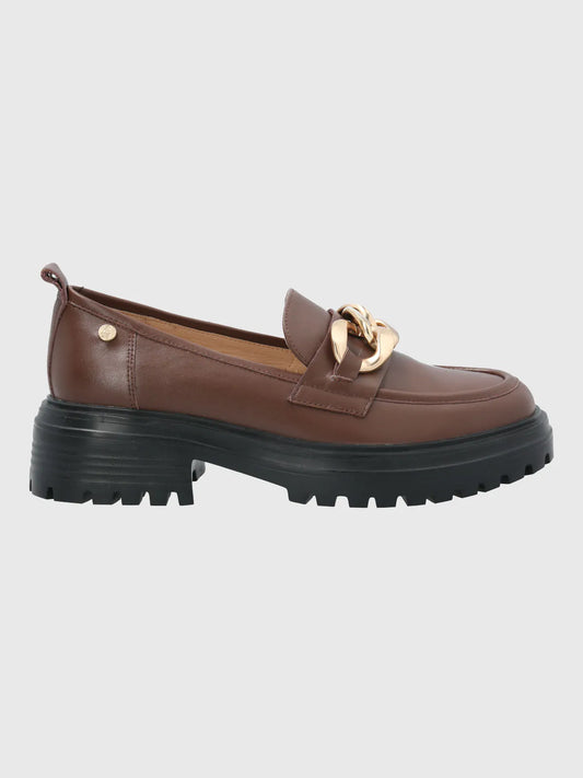 Mocasin Mujer Cuero Leboni Café
