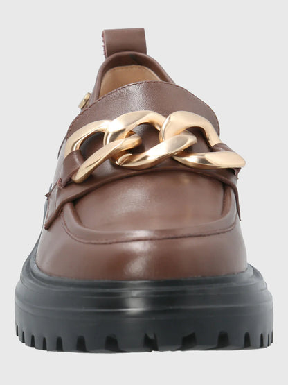 Mocasin Mujer Cuero Leboni Café