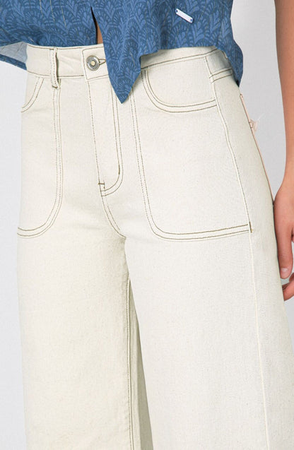 Pantalón Mujer Wide Leg Sun Ecru